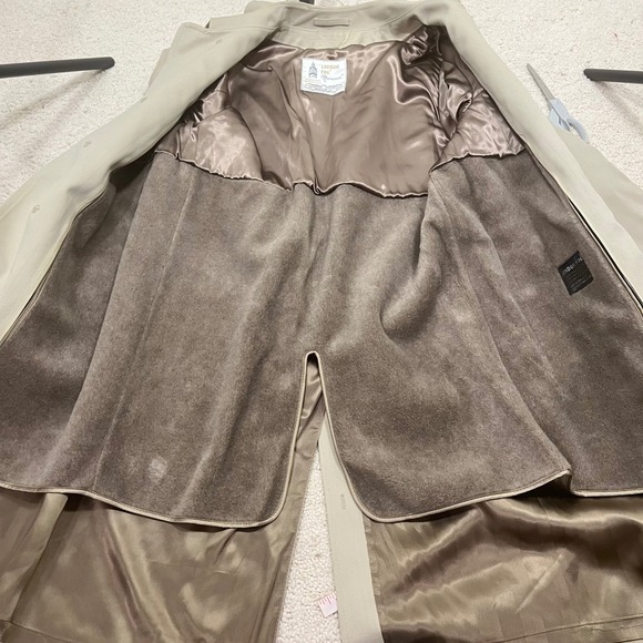 Vintage London Fog Mens Tan Trench Coat Zip Out Faux Fur Liner 38 Reg Beige - Picture 9 of 15